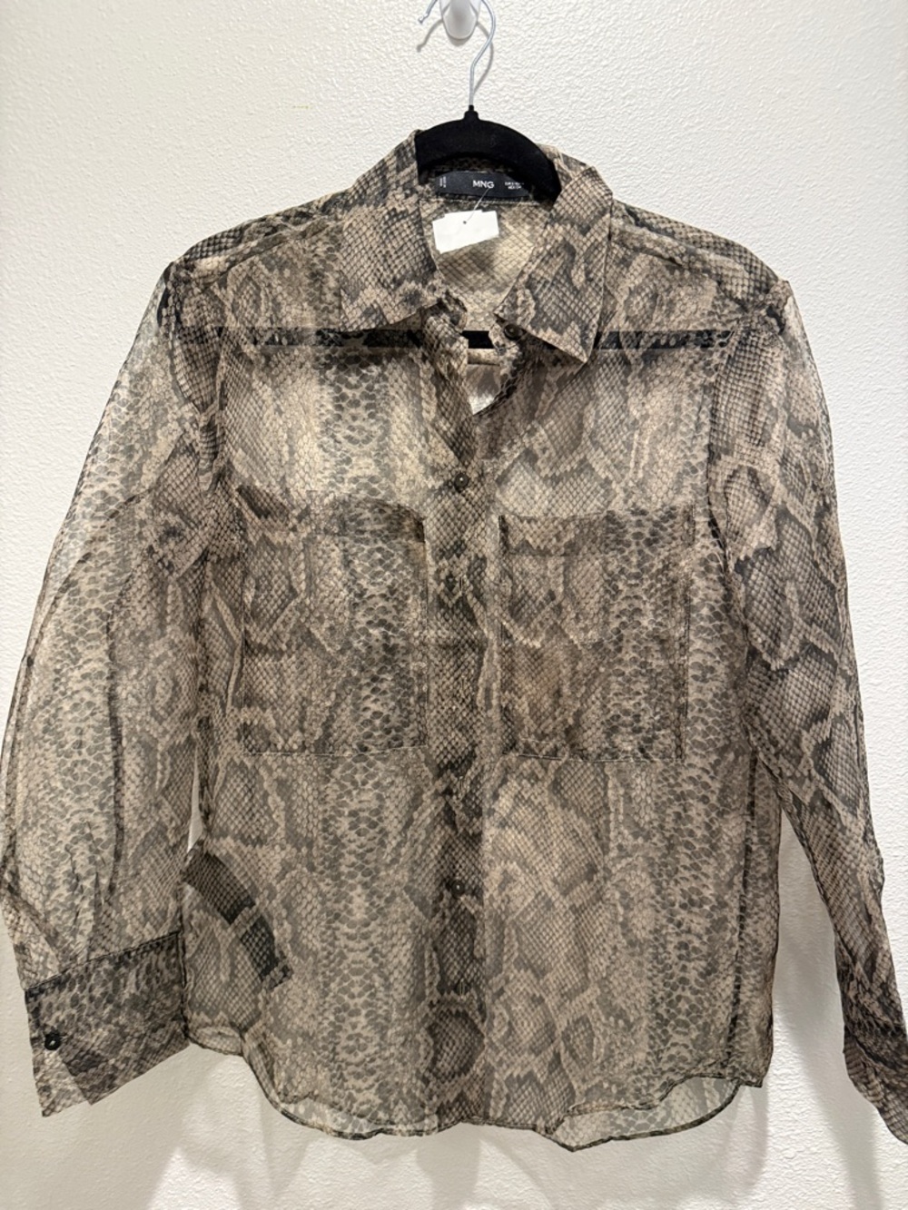 Mango Snakeskin Organza Blouse